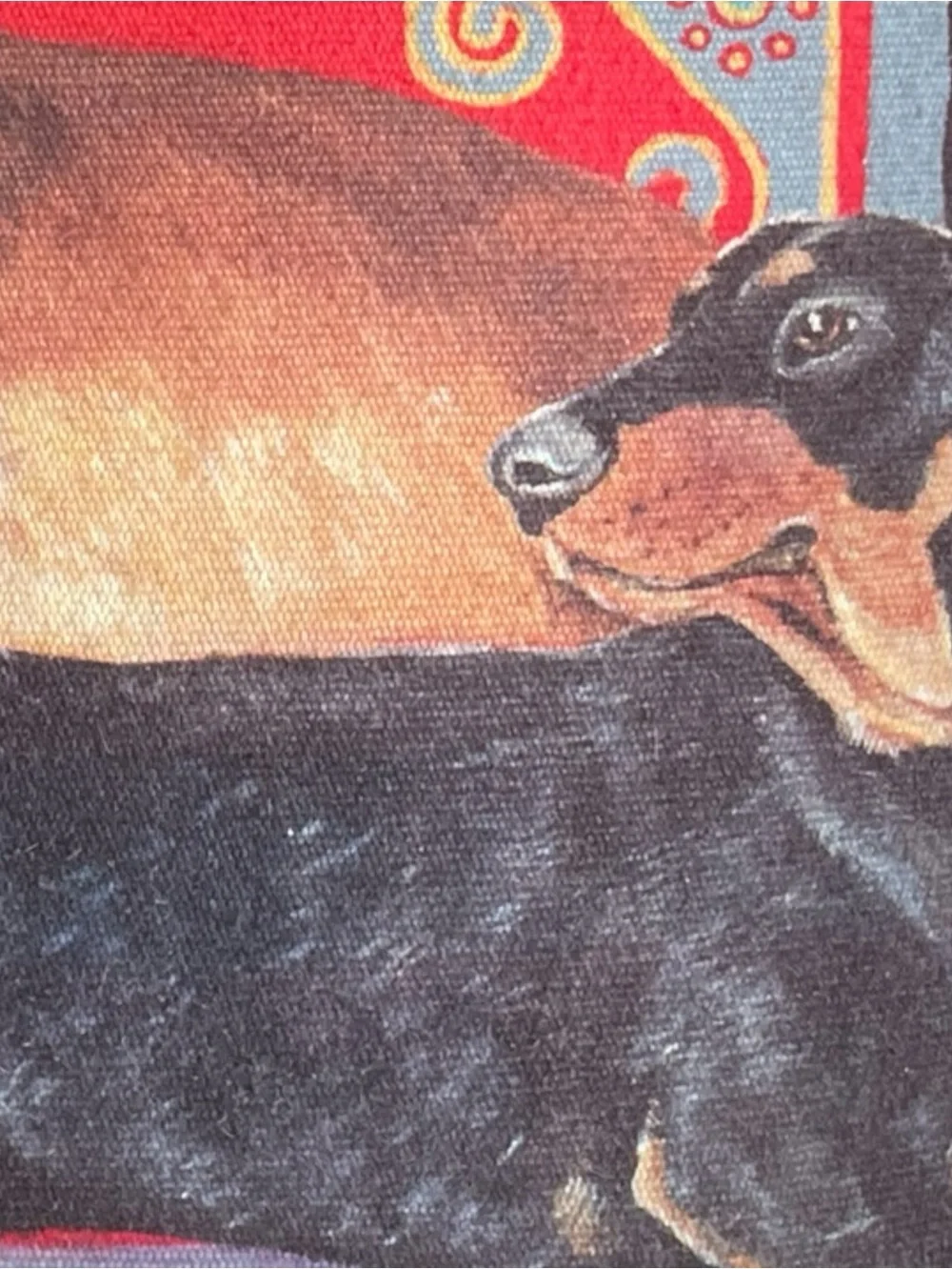 Vintage dachshund pillow, custom-made, pillow insert is new, cover washed